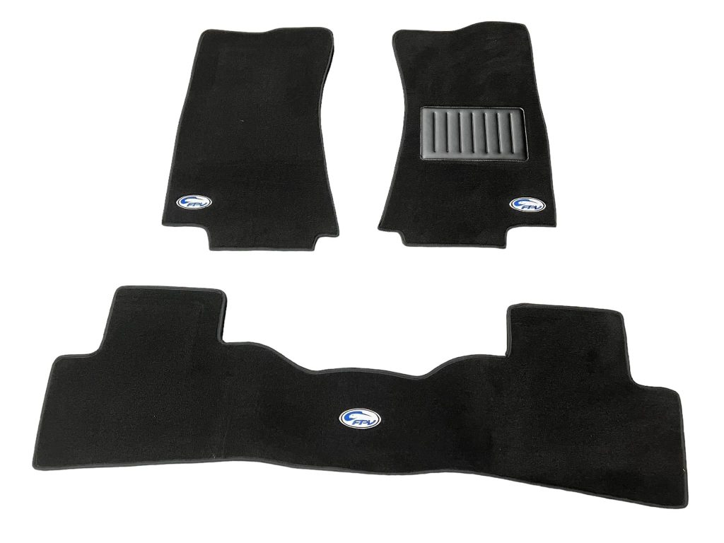FORD BA BF FG SEDAN FPV 3 PIECE FLOOR MATS BLACK PLUSH BLUE & SILVER BADGE Reborn Auto