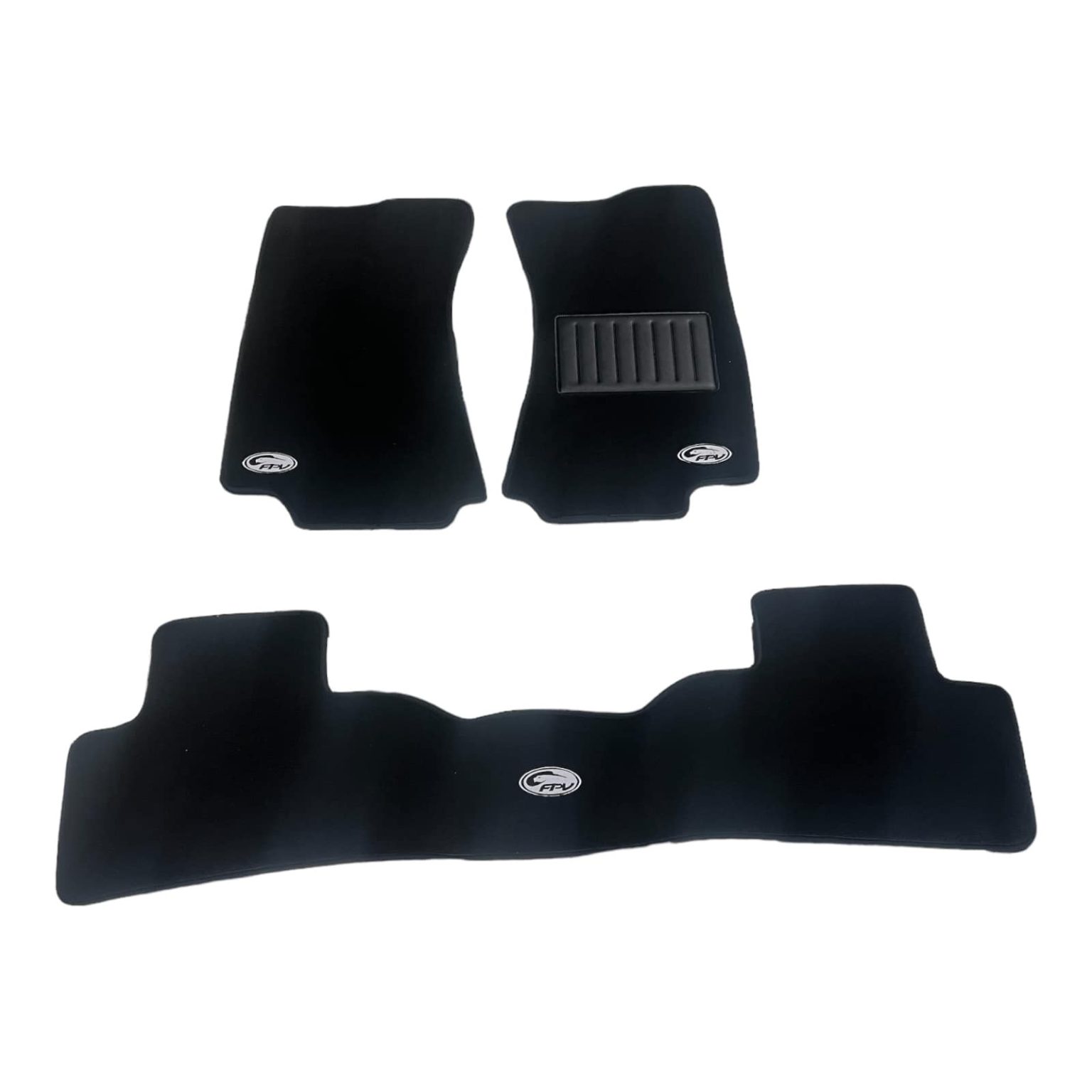 FORD BA BF FG SEDAN FPV 3 PIECE FLOOR MATS BLACK PLUSH BLACK & SILVER BADGE Reborn Auto