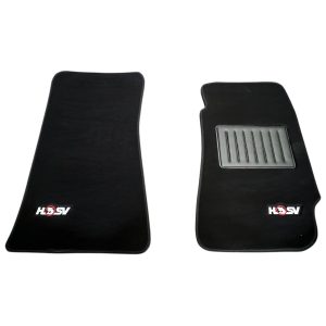 HOLDEN VT VX 2 PIECE FRONT FLOOR MATS IN BLACK PLUSH HSV BADGE SUIT SEDAN