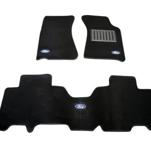 FORD TERRITORY FRONT 3 PIECE FLOOR MATS BLACK PLUSH BLACK WITH FOR OVAL BADGE
